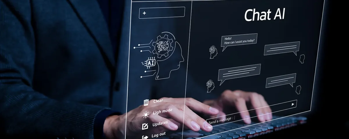 Fluxo de trabalho com caixas conectadas representando etapas de um prompt inteligente com IA generativa