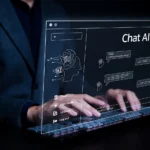 Fluxo de trabalho com caixas conectadas representando etapas de um prompt inteligente com IA generativa